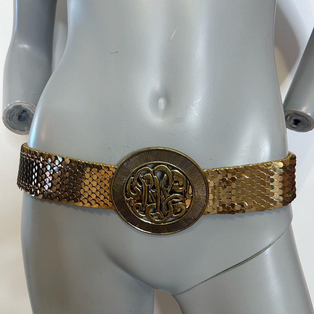 Vintage Gold Sequin Belt with a Bold Buckle❤️S/M - Picture 9 of 9